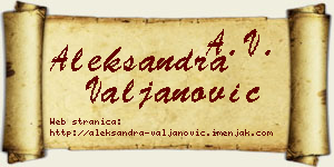 Aleksandra Valjanović vizit kartica